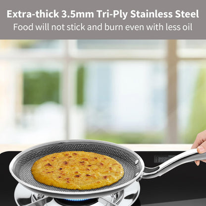 Hawkins PRO Flat Tava Tri-Ply Stainless Steel, 26 cm (PSNFT26) | Shielded Nonstick Induction Pan