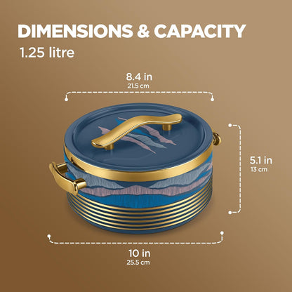 Milton Insignia Insulated Casserole Set of 2, 1500 ml Each, Royal Blue & Gold