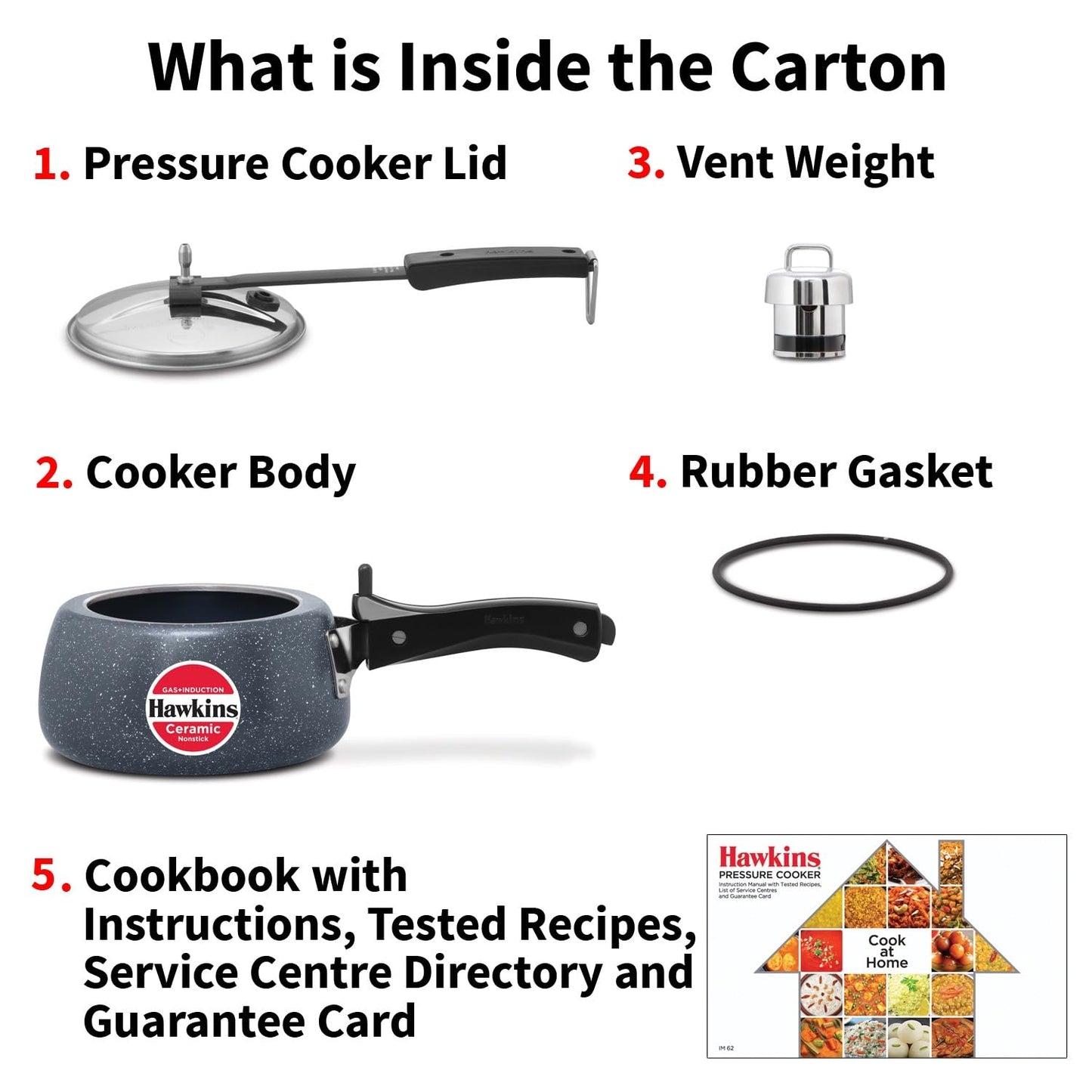 Hawkins Ceramic Nonstick Pressure Cooker, 1.5 Litre (ICC15) | Gas & Induction Compatible