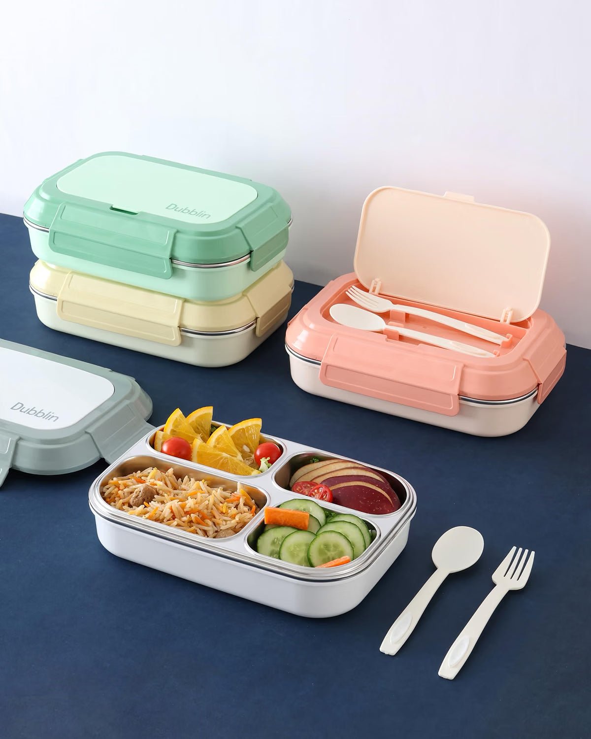 Dubblin Cuisine 4-Compartment Insulated Steel Lunch Box