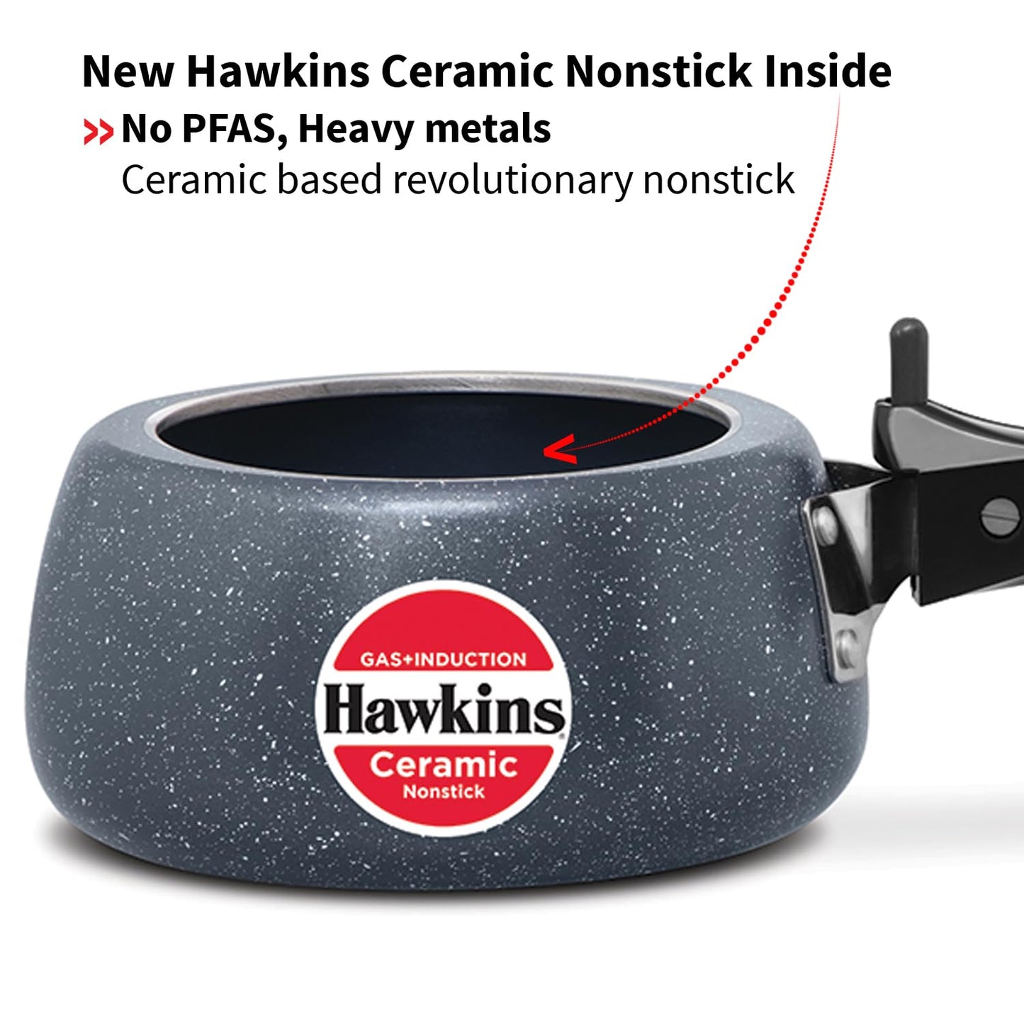 Hawkins Ceramic Nonstick Pressure Cooker, 1.5 Litre (ICC15) | Gas & Induction Compatible