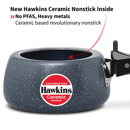 Hawkins Ceramic Nonstick Pressure Cooker, 1.5 Litre (ICC15) | Gas & Induction Compatible