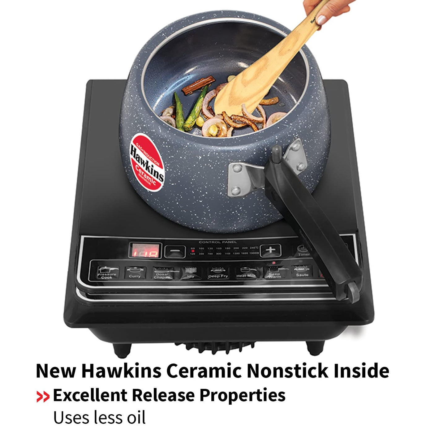 Hawkins Ceramic Nonstick Pressure Cooker, 3 Litre (ICC30) | Gas & Induction Compatible