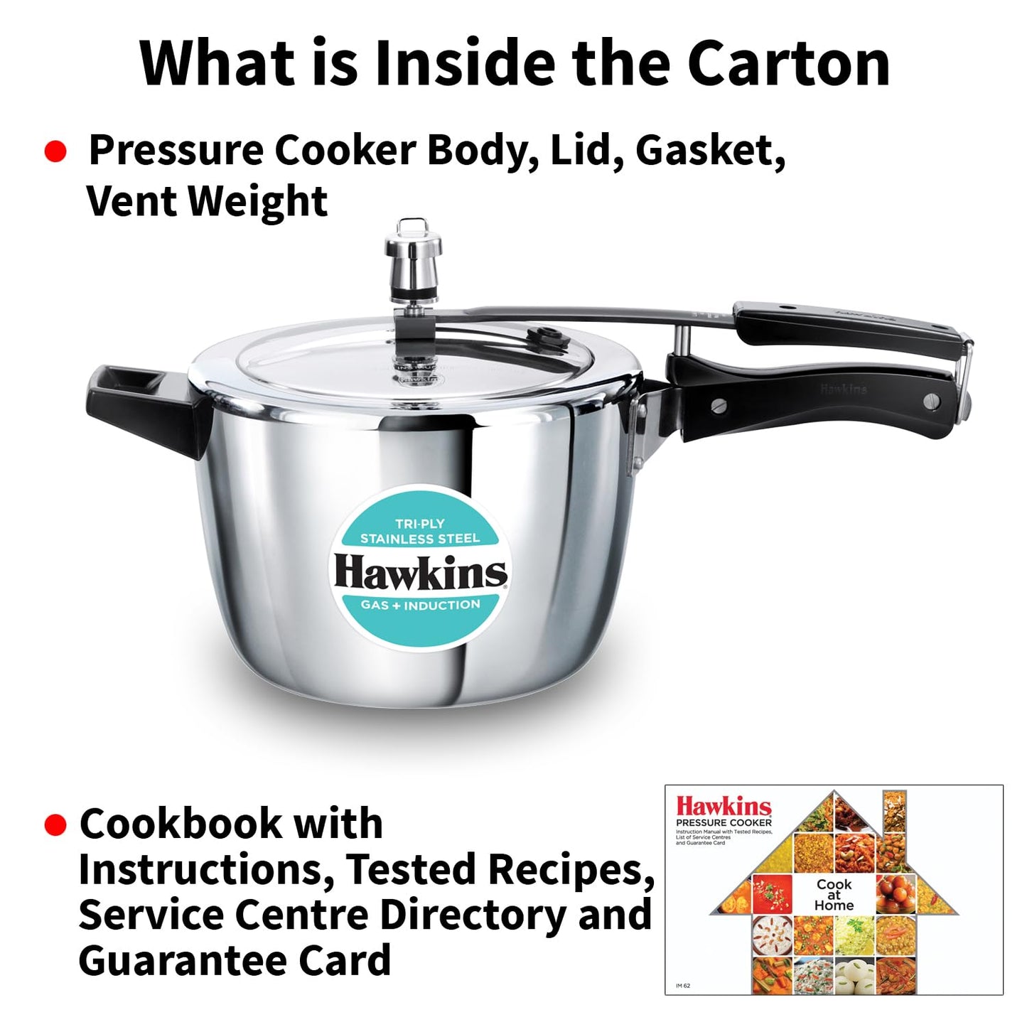Hawkins Tri-Ply Stainless Steel Pressure Cooker (4.5 Litre, HSST45) – Gas & Induction Compatible