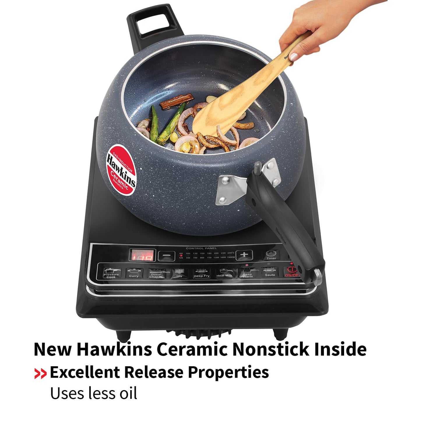 Hawkins Ceramic Nonstick Pressure Cooker, 5 Litre (ICC50) | Gas & Induction Compatible