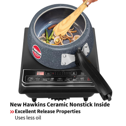 Hawkins Ceramic Nonstick Pressure Cooker, 1.5 Litre (ICC15) | Gas & Induction Compatible