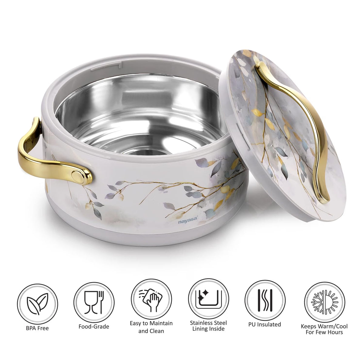 Nayasa Bethany Premium Insulated Casserole Set of 3 (1000ml, 1500ml, 2000ml)