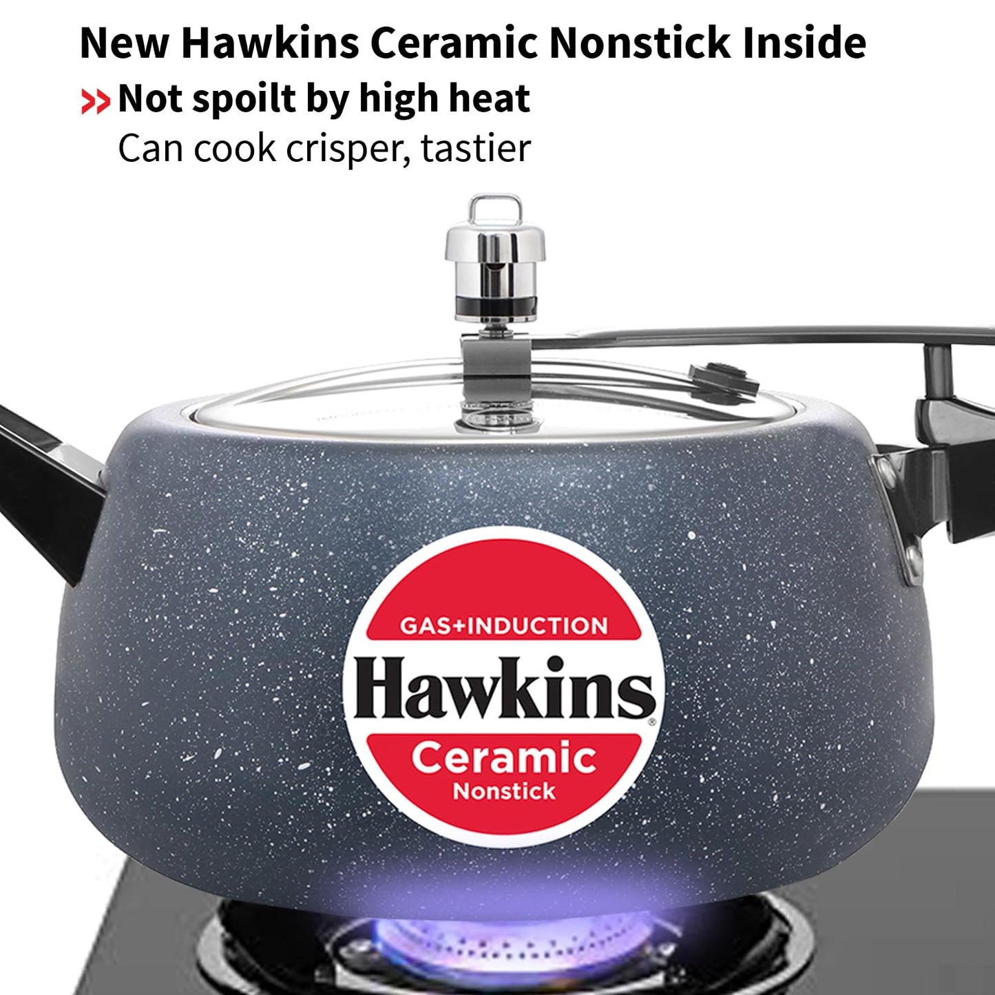 Hawkins Ceramic Nonstick Pressure Cooker, 5 Litre (ICC50) | Gas & Induction Compatible