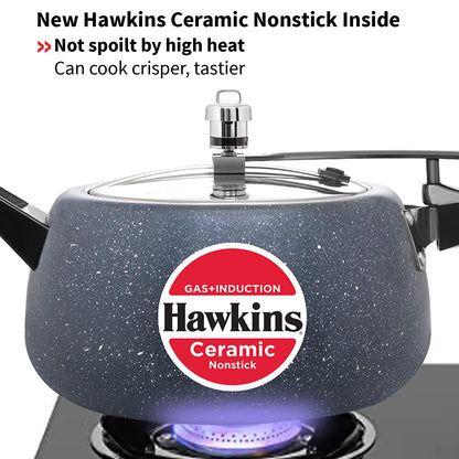 Hawkins Ceramic Nonstick Pressure Cooker, 5 Litre (ICC50) | Gas & Induction Compatible