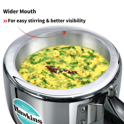 Hawkins Tri-Ply Stainless Steel Pressure Cooker (1.5 Litre, HSST15) – Gas & Induction Compatible
