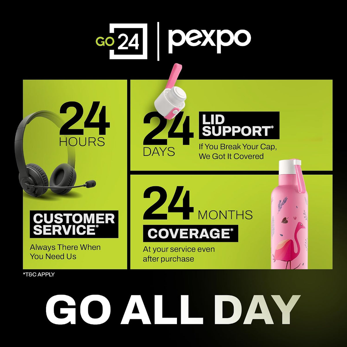 Pexpo Oslo Art 750 ml Vacuum Insulated Stainless Steel Bottle – Pink Flamingo