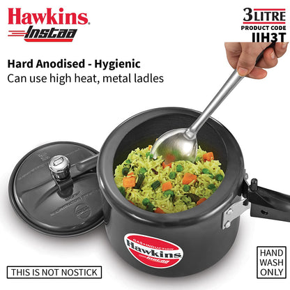 Hawkins Heera 3 Litre Induction Compatible Pressure Cooker (IIH3T) | Aluminium Pressure Cooker with Inner Lid
