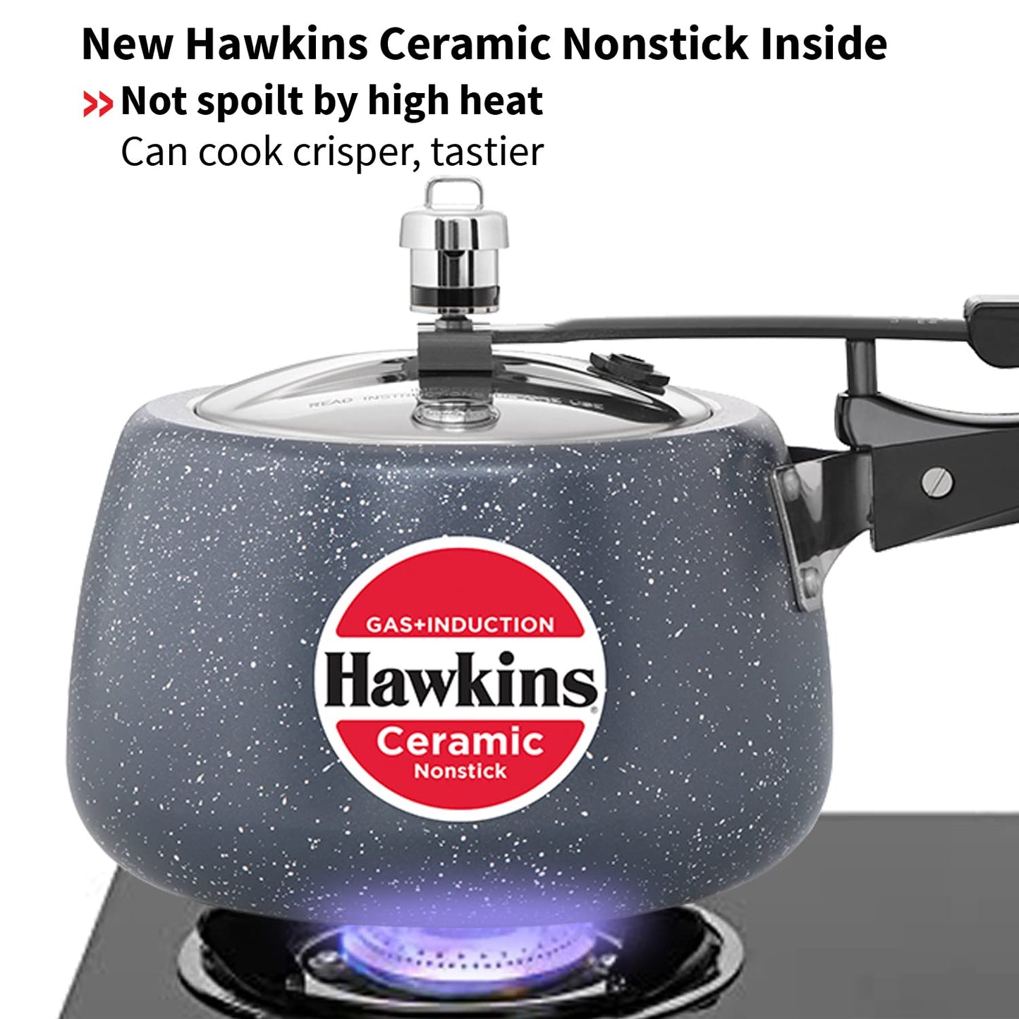 Hawkins Ceramic Nonstick Pressure Cooker, 3 Litre (ICC30) | Gas & Induction Compatible