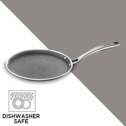 Hawkins PRO Flat Tava Tri-Ply Stainless Steel, 26 cm (PSNFT26) | Shielded Nonstick Induction Pan