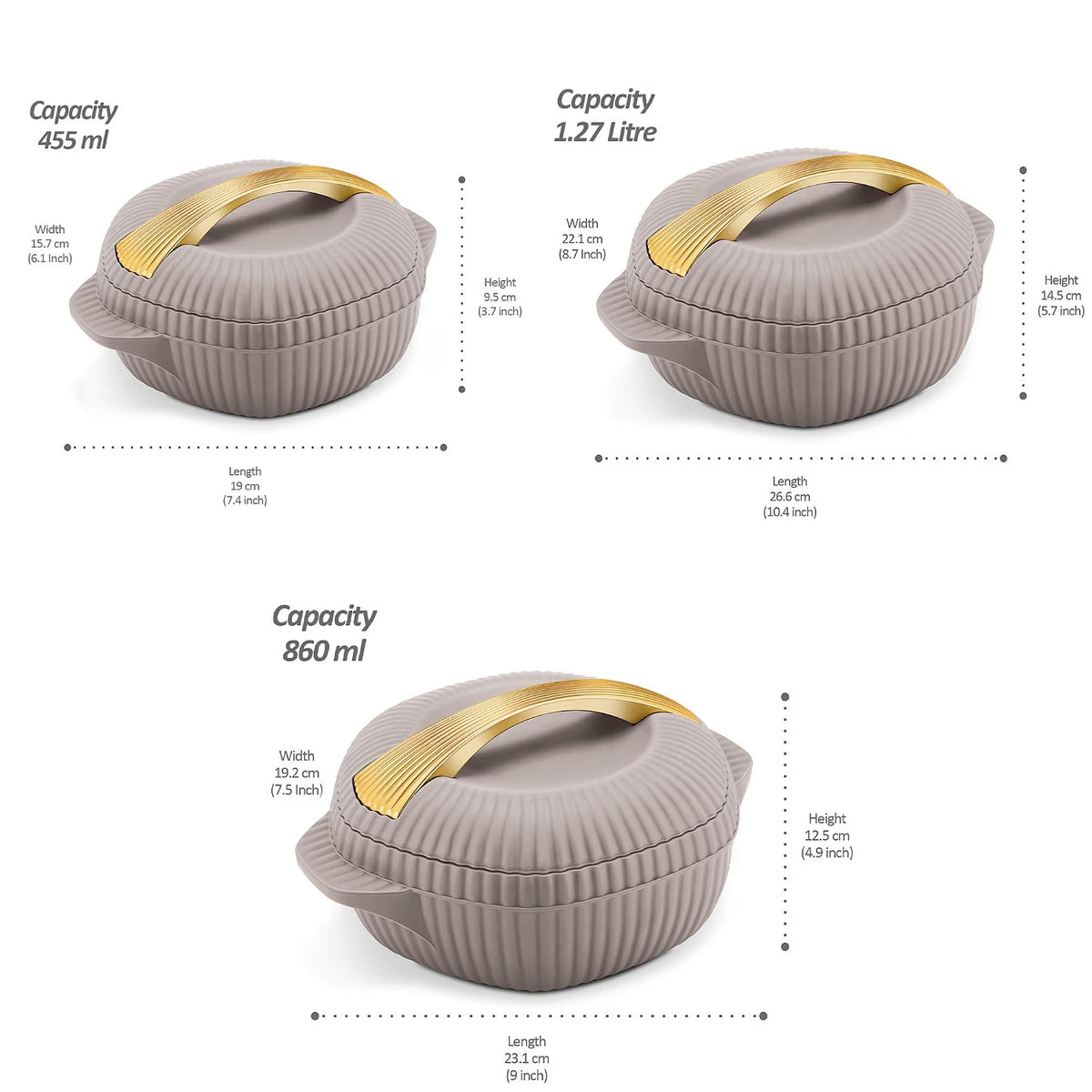 Milton Oyster Jr. Thermoware Casserole Gift Set - 3 Pieces (500ml, 1000ml, 1500ml)