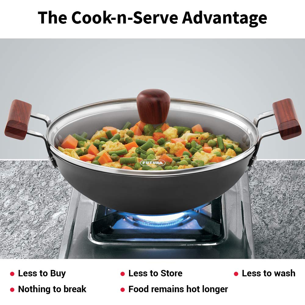 Hawkins Futura 2.5 Litre Hard Anodised Deep Fry Pan Kadhai | APFK25G All-Purpose Kadai