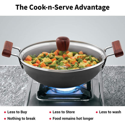 Hawkins Futura 2.5 Litre Hard Anodised Deep Fry Pan Kadhai | APFK25G All-Purpose Kadai