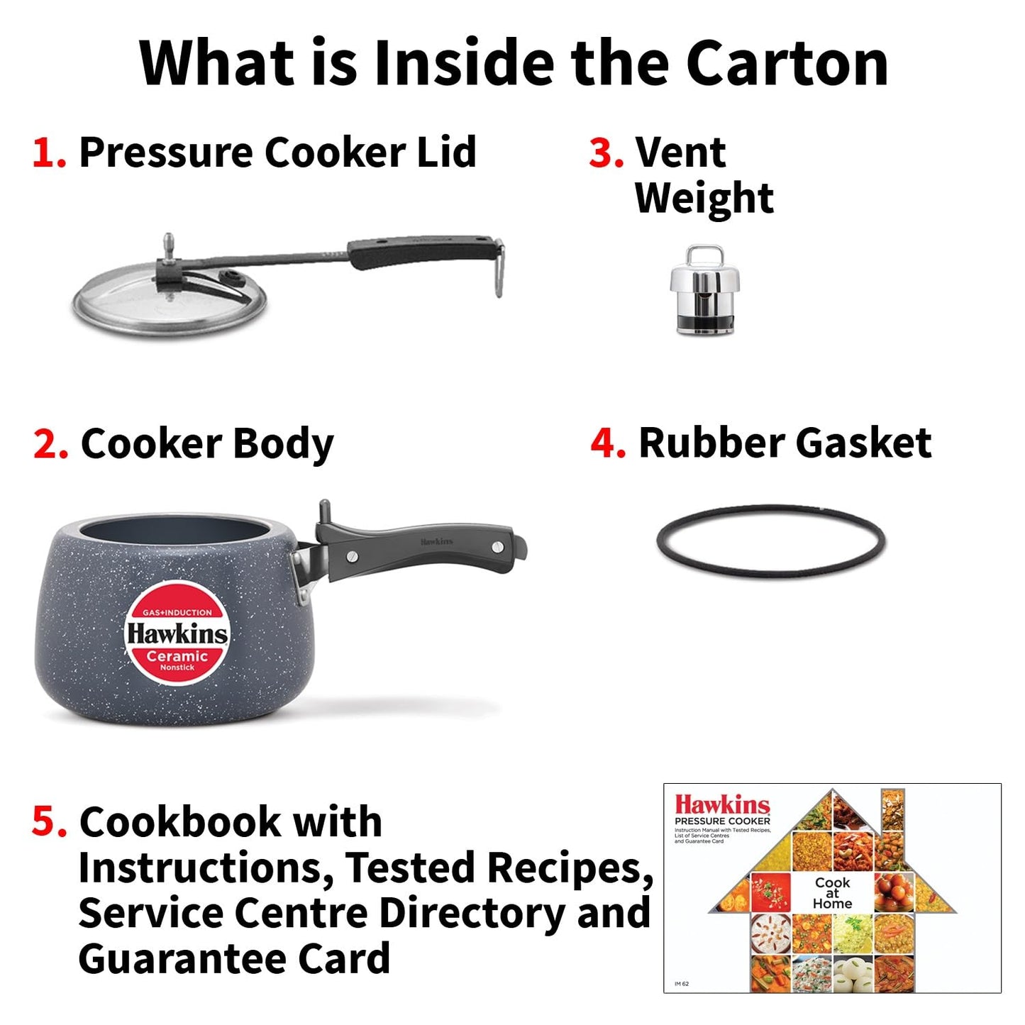 Hawkins Ceramic Nonstick Pressure Cooker, 3 Litre (ICC30) | Gas & Induction Compatible