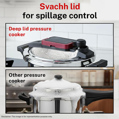 Prestige Flip-On Tri-Ply Stainless Steel Pressure Cooker, 3 Litre | India's First Spillage Control Cooker with Glass Lid