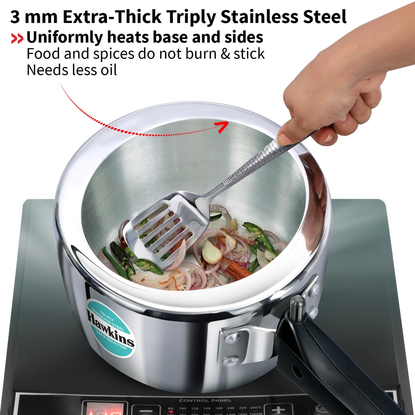 Hawkins Tri-Ply Stainless Steel Pressure Cooker (1.5 Litre, HSST15) – Gas & Induction Compatible