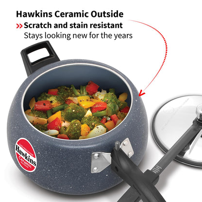 Hawkins Ceramic Nonstick Pressure Cooker, 5 Litre (ICC50) | Gas & Induction Compatible