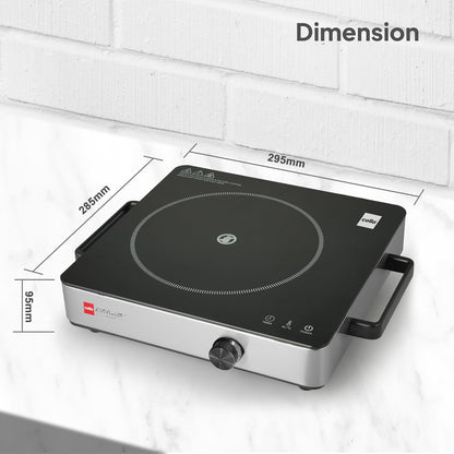 Cello 2200W Infrared Induction Cooktop – Portable Ceramic Cooker with Temperature Control Knob & Grill Grate