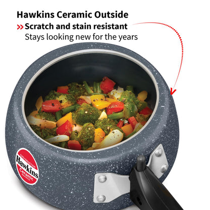 Hawkins Ceramic Nonstick Pressure Cooker, 1.5 Litre (ICC15) | Gas & Induction Compatible