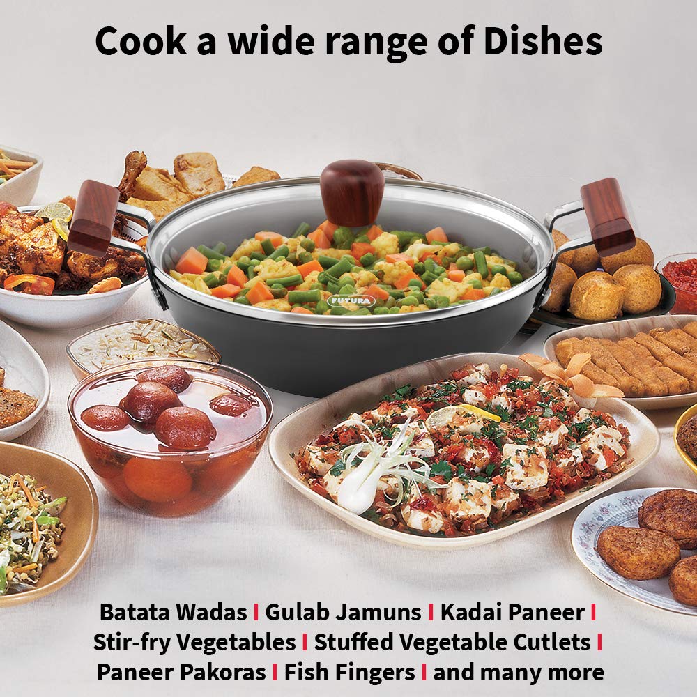 Hawkins Futura 2.5 Litre Hard Anodised Deep Fry Pan Kadhai | APFK25G All-Purpose Kadai