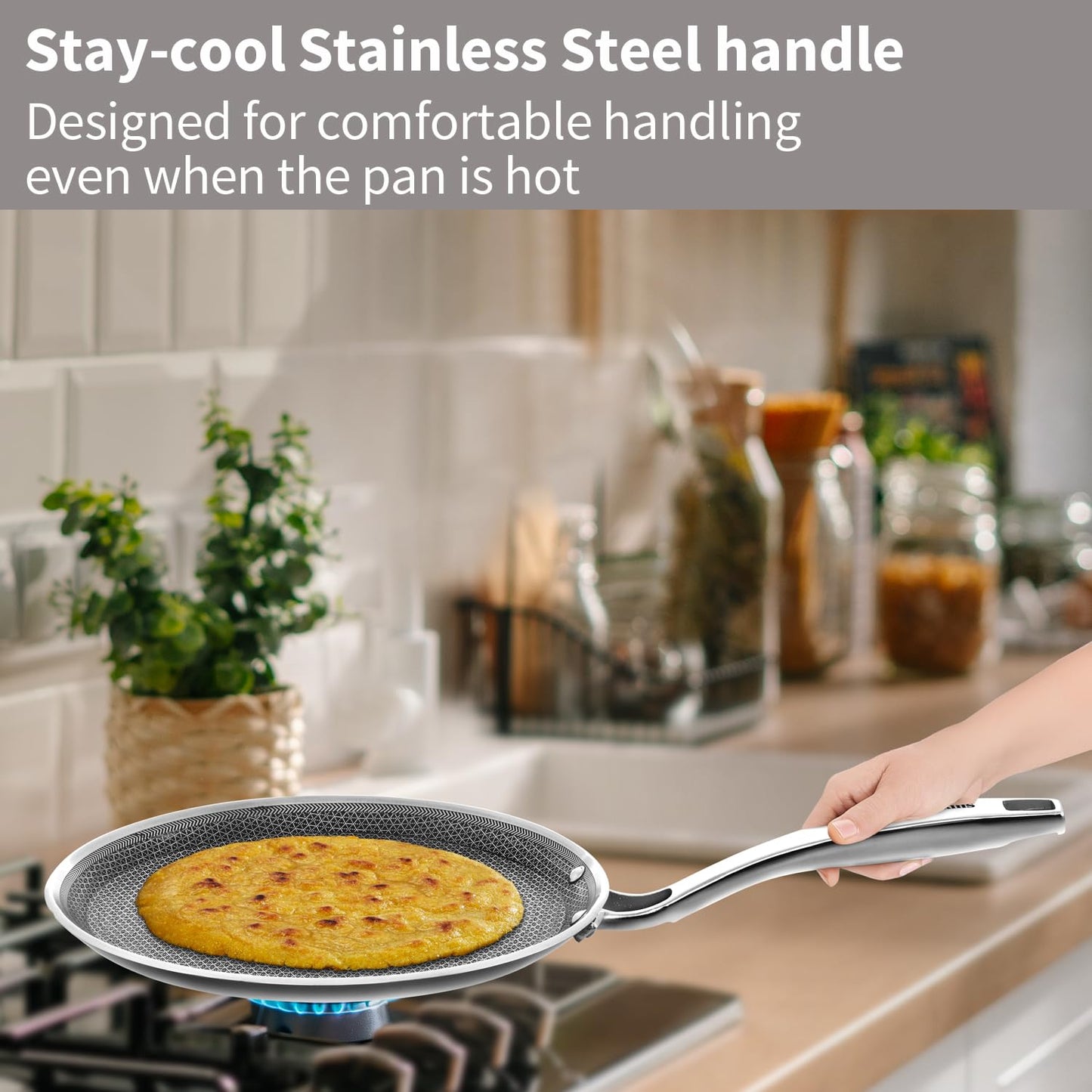 Hawkins PRO Flat Tava Tri-Ply Stainless Steel, 26 cm (PSNFT26) | Shielded Nonstick Induction Pan