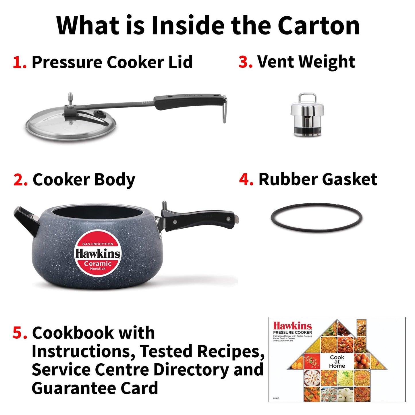 Hawkins Ceramic Nonstick Pressure Cooker, 5 Litre (ICC50) | Gas & Induction Compatible