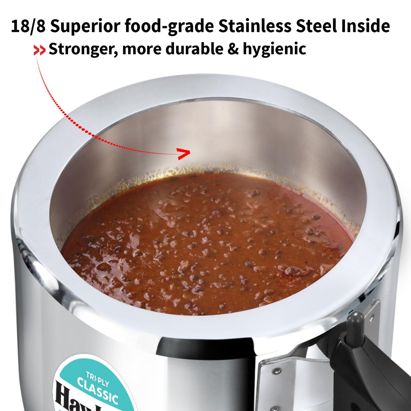 Hawkins Tri-Ply Classic Stainless Steel Pressure Cooker (3 Litre Tall, SSTCL3T) – Gas & Induction Compatible