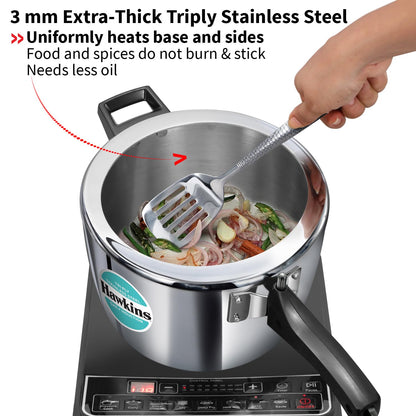 Hawkins Tri-Ply Stainless Steel Pressure Cooker (4.5 Litre, HSST45) – Gas & Induction Compatible