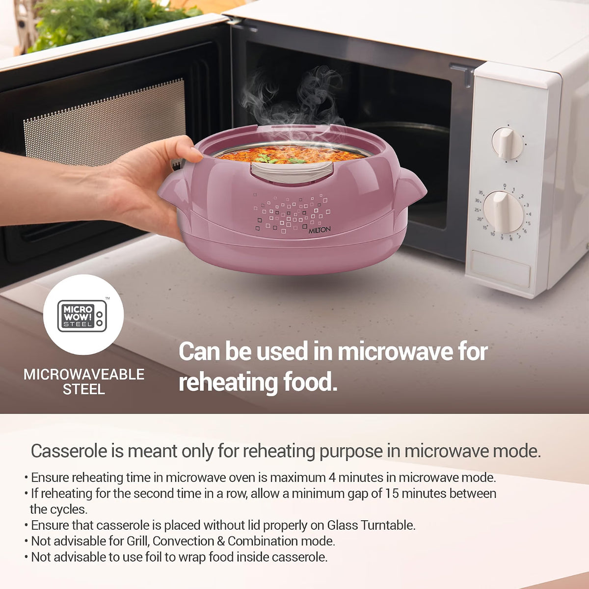 Milton Microwow One Touch Insulated Casserole Set of 3 (Jr. Gift Set) – Microwave Safe Hot Pot