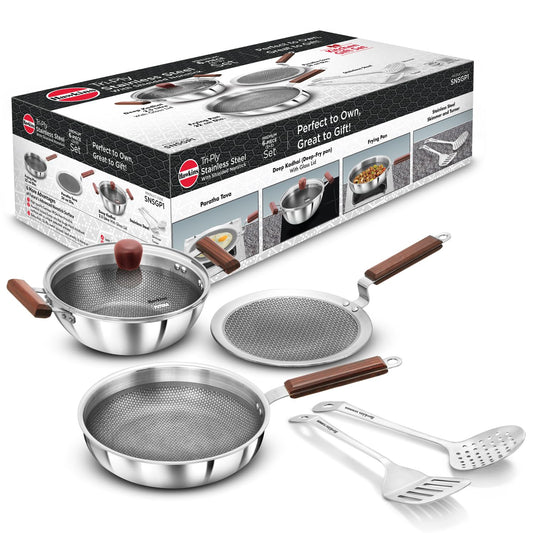Hawkins Futura Tri-Ply Stainless Steel Cookware Gift Set (6-Piece, SNSGP1) – Shielded Nonstick