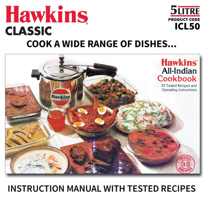 Hawkins Classic 5 Litre Aluminium Pressure Cooker (ICL50) – Gas & Induction Compatible