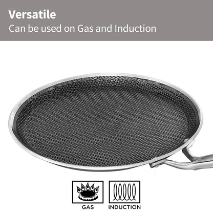Hawkins PRO Flat Tava Tri-Ply Stainless Steel, 26 cm (PSNFT26) | Shielded Nonstick Induction Pan