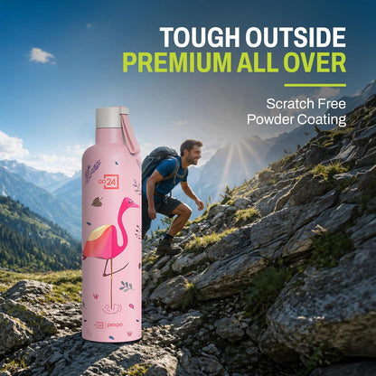 Pexpo Oslo Art 750 ml Vacuum Insulated Stainless Steel Bottle – Pink Flamingo