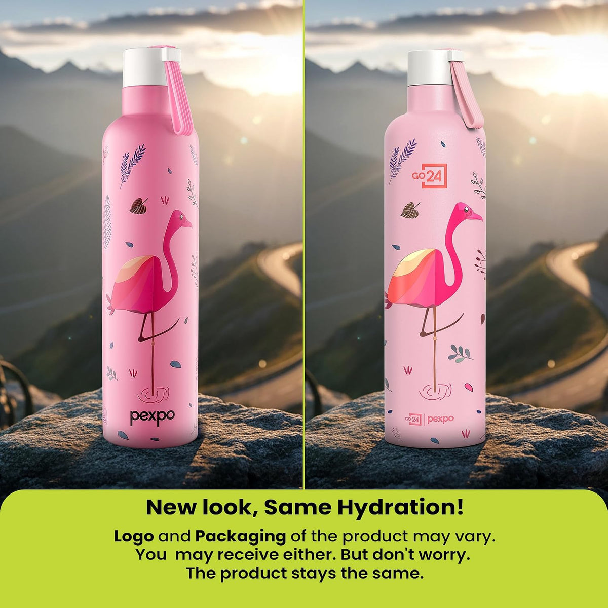 Pexpo Oslo Art 750 ml Vacuum Insulated Stainless Steel Bottle – Pink Flamingo