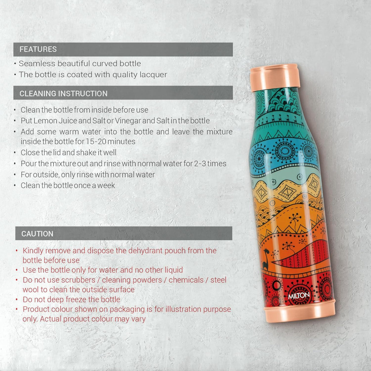 Milton Copper Charge 1000ml Copper Water Bottle