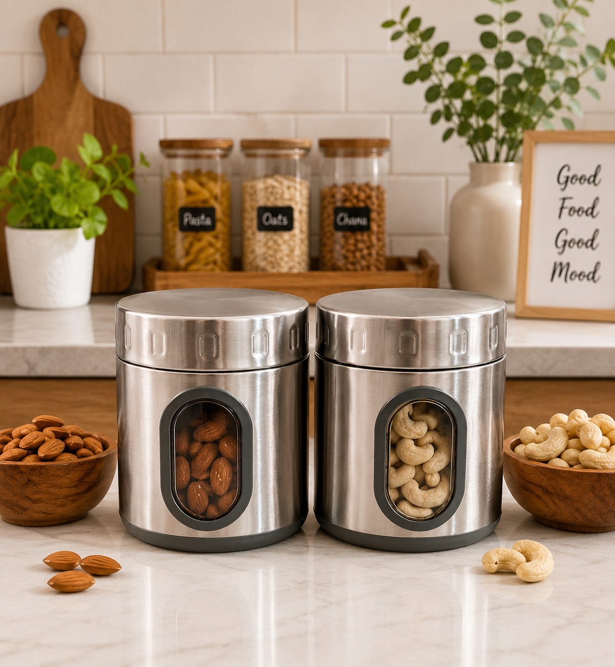 Pexpo Fresh Mate 750ml Stainless Steel Lunch Box (Pack of 2) | Leak-Proof Food Storage Containers