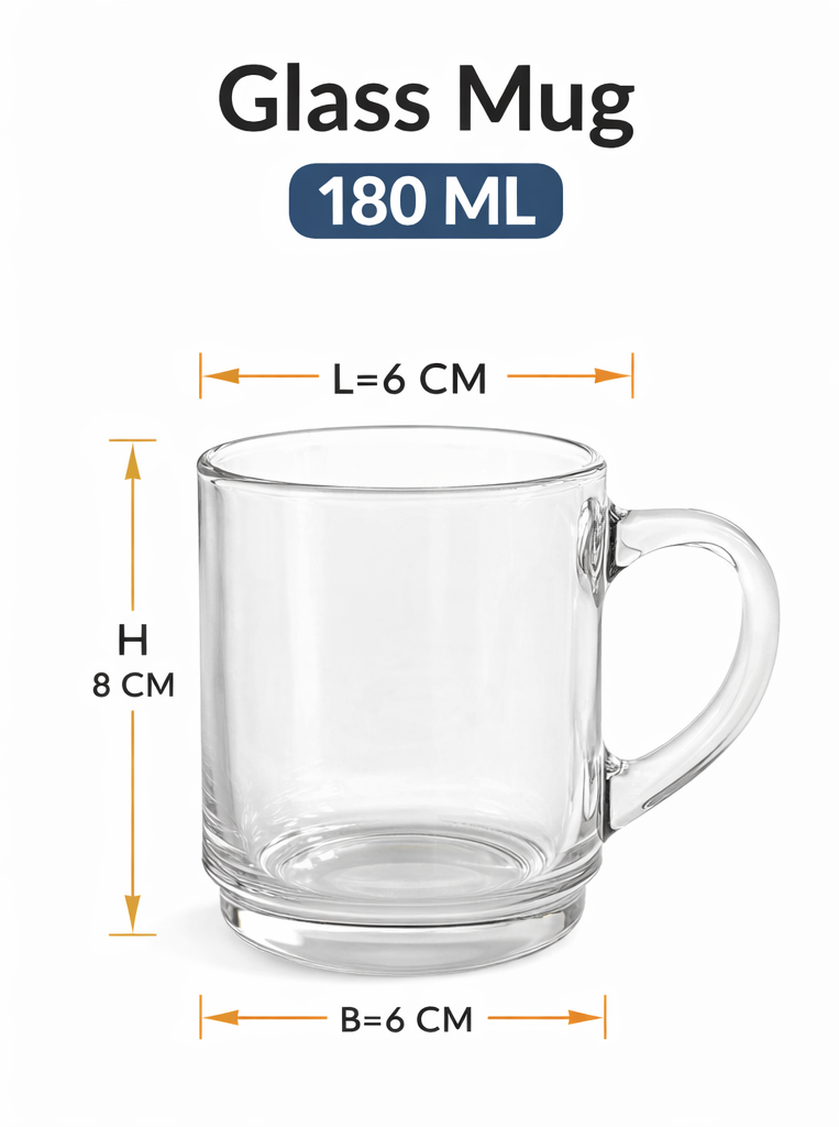 Aamaaazing 180 ML Premium Glass Tea & Coffee Mugs | Heat-Resistant Transparent Cups for Daily Use | legantElegant Design for Kitchen, Home & Office | Pack of 6! 10081827A