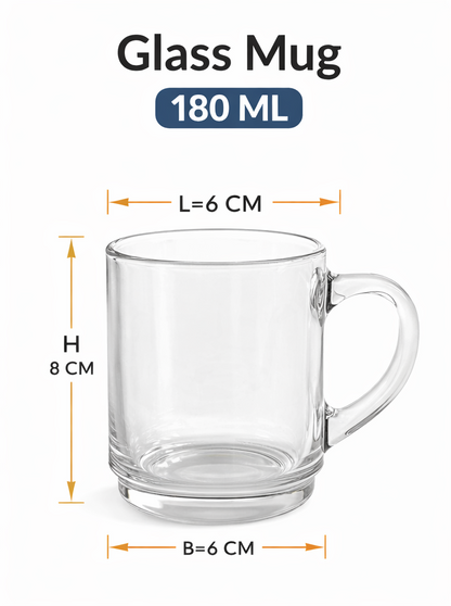Aamaaazing 180 ML Premium Glass Tea & Coffee Mugs | Heat-Resistant Transparent Cups for Daily Use | legantElegant Design for Kitchen, Home & Office | Pack of 6! 10081827A