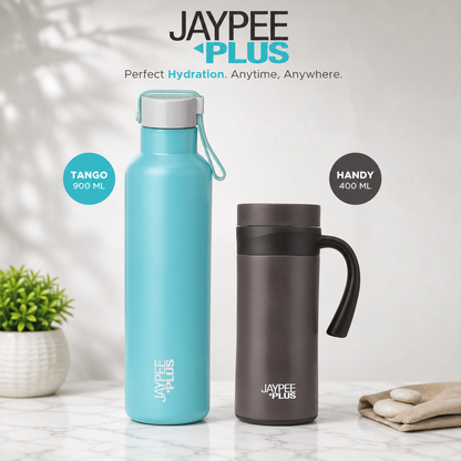 Jaypee Plus Ultimate Travel Combo Set | Tango 900ml Bottle & Handy 400ml Mug