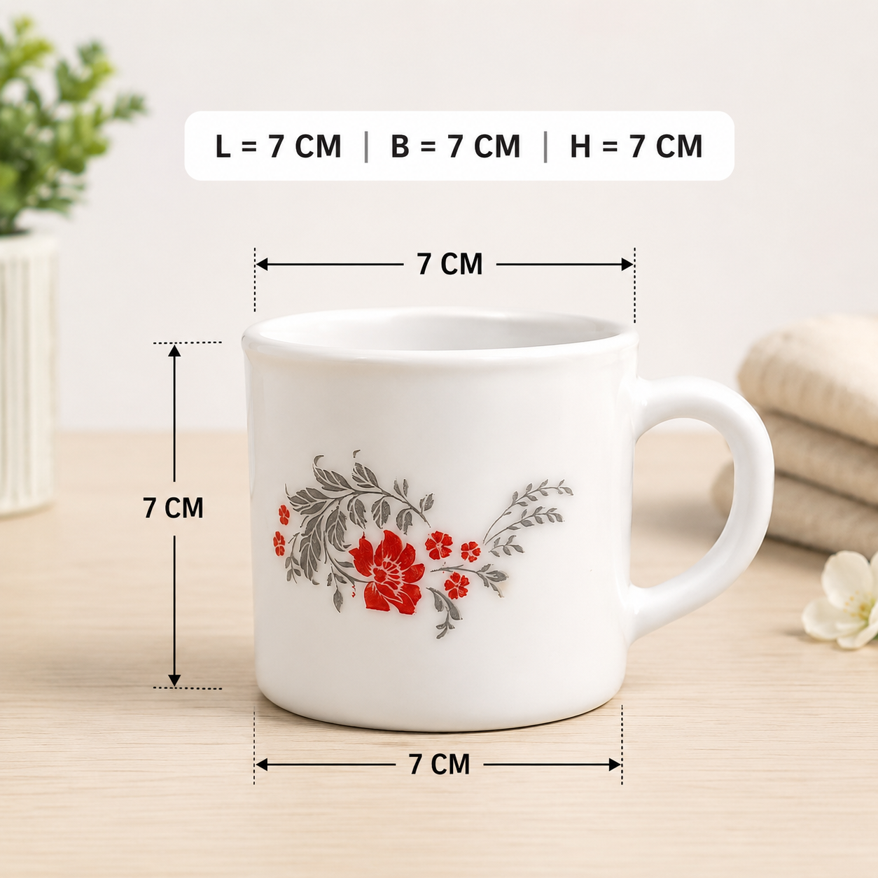 Floral Bliss Premium Opalware Tea Cup Set of 6 (160ml) 10081830