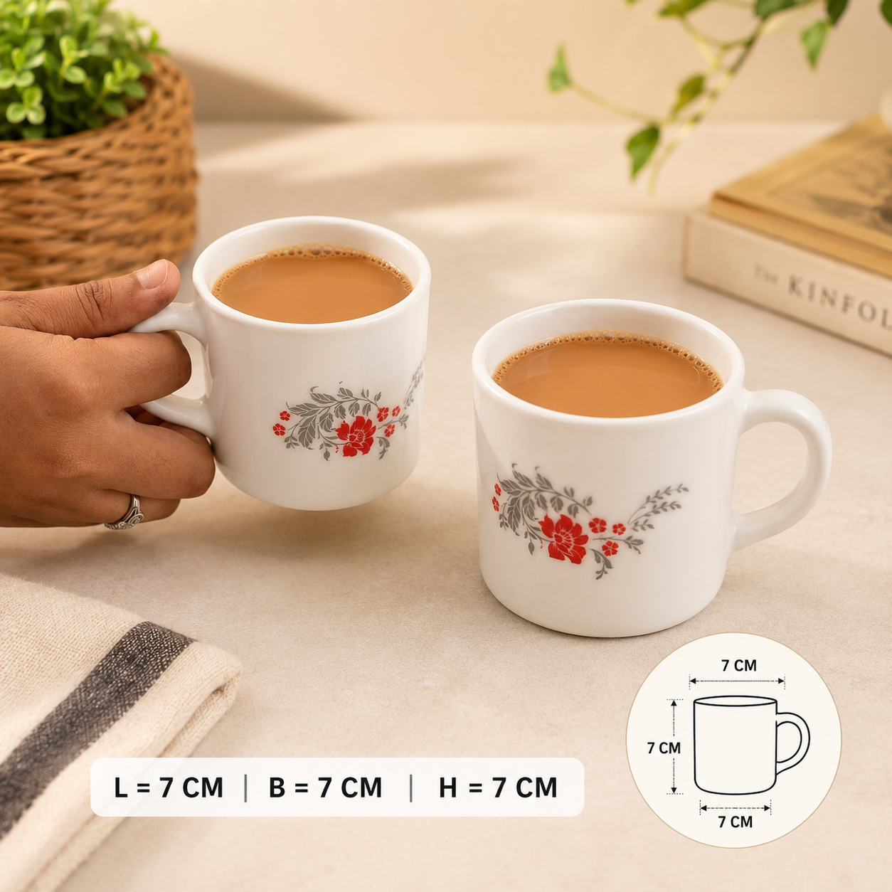 Floral Bliss Premium Opalware Tea Cup Set of 6 (160ml) 10081830
