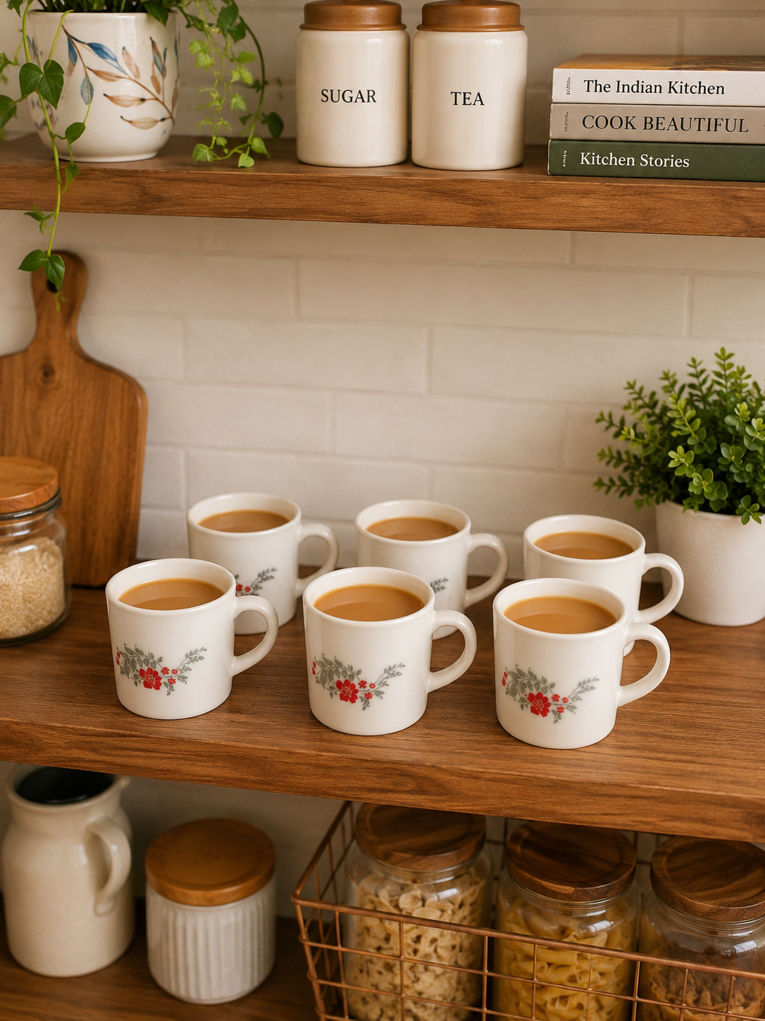 Floral Bliss Premium Opalware Tea Cup Set of 6 (160ml) 10081830