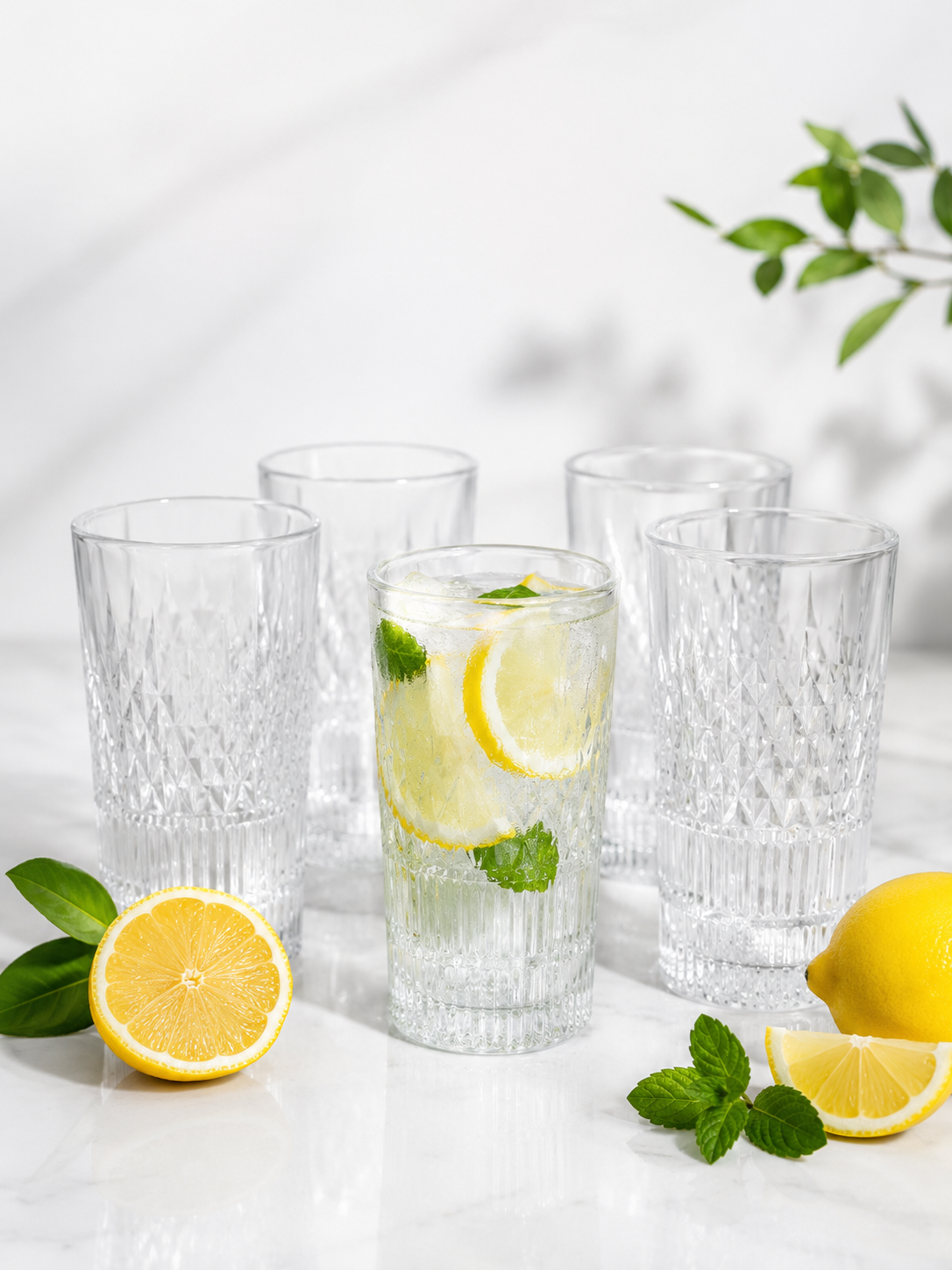 Noble 275ml Crystal-Cut Glass Tumblers – Set of 6 Elegant Drinking Glasses for Juice, Water, & Cocktails 10081832