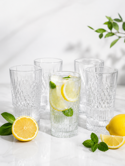 Noble 275ml Crystal-Cut Glass Tumblers – Set of 6 Elegant Drinking Glasses for Juice, Water, & Cocktails 10081832