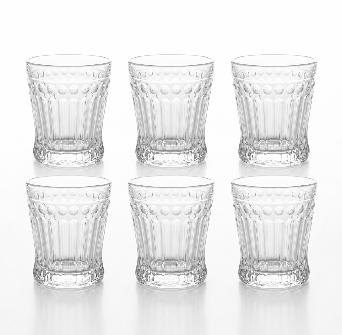 Hi-Luxe Spiral Vintage Glass Tumbler Set of 6 | 245 ml Fluted Drinking Glasses
