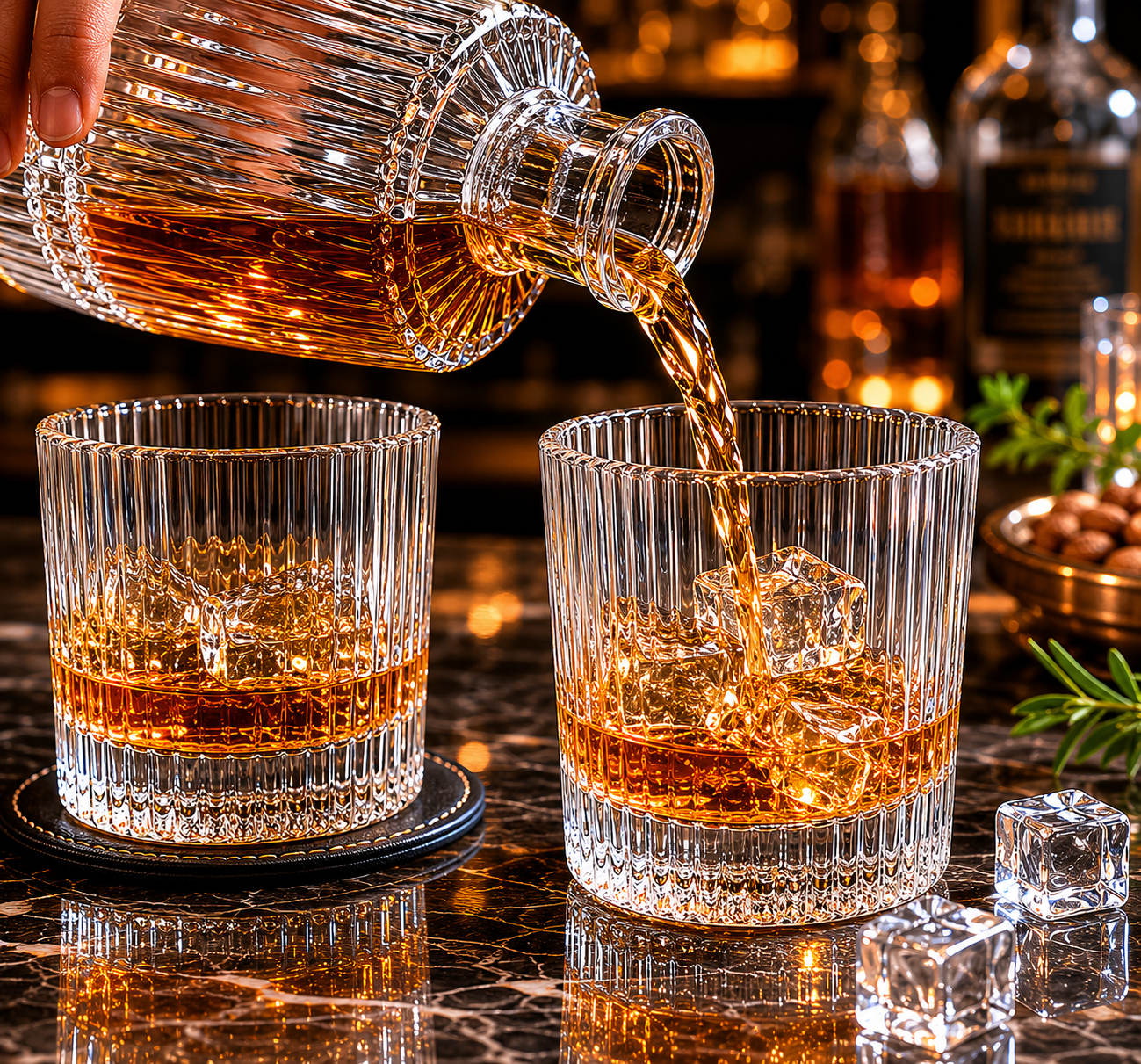Royal Crystal Whiskey Glass Set with Heavy Base - Premium Edition